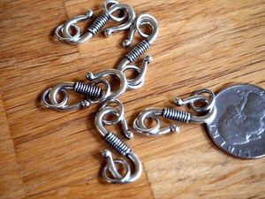 Five 25mm Lead and cadmium free Antique Silver S Clasps