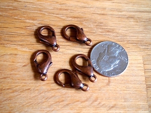 Five 12x22mm Large Antique Copper Lobster Claw Clasps