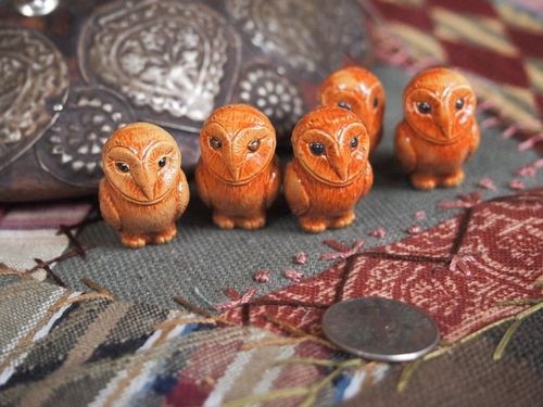Large Brown Porcelain Ceramic Barn Owl Bead or Pendant