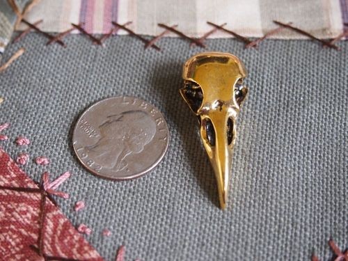 Brass Raven or Crow Skull Pendant