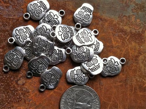 20 Tibetan Silver Sugar Skull Charms