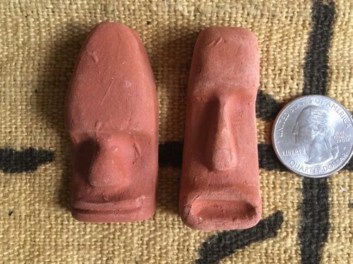 Vintage Red Clay Easter Island Moai Head Pendant