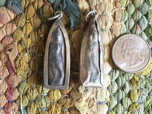 Double-sided Sandstone and Metal Walking Buddha Amulet Focal Point Pendant 42MM