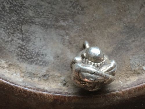 Silver Plated Solid Brass Contemplative Yogi Pendant