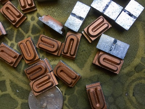 Vintage metal type - 3/8 inch wide by 3/4 inch tall - Letter U