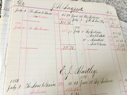 Old Handwritten 1885 Ledger Pages Two Single Pages