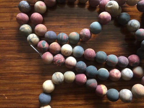 Full Strand 8mm Frosted Matte Round Picasso Jasper Beads 45 Beads