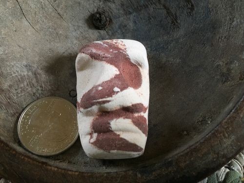Unique Vintage Marble White & Brown Clay Easter Island Style MOAI Pendant