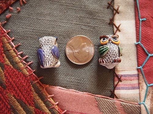 Large Porcelain Ceramic Owl Bead