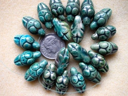 Smaller Green Ceramic Raku Goddess Bead